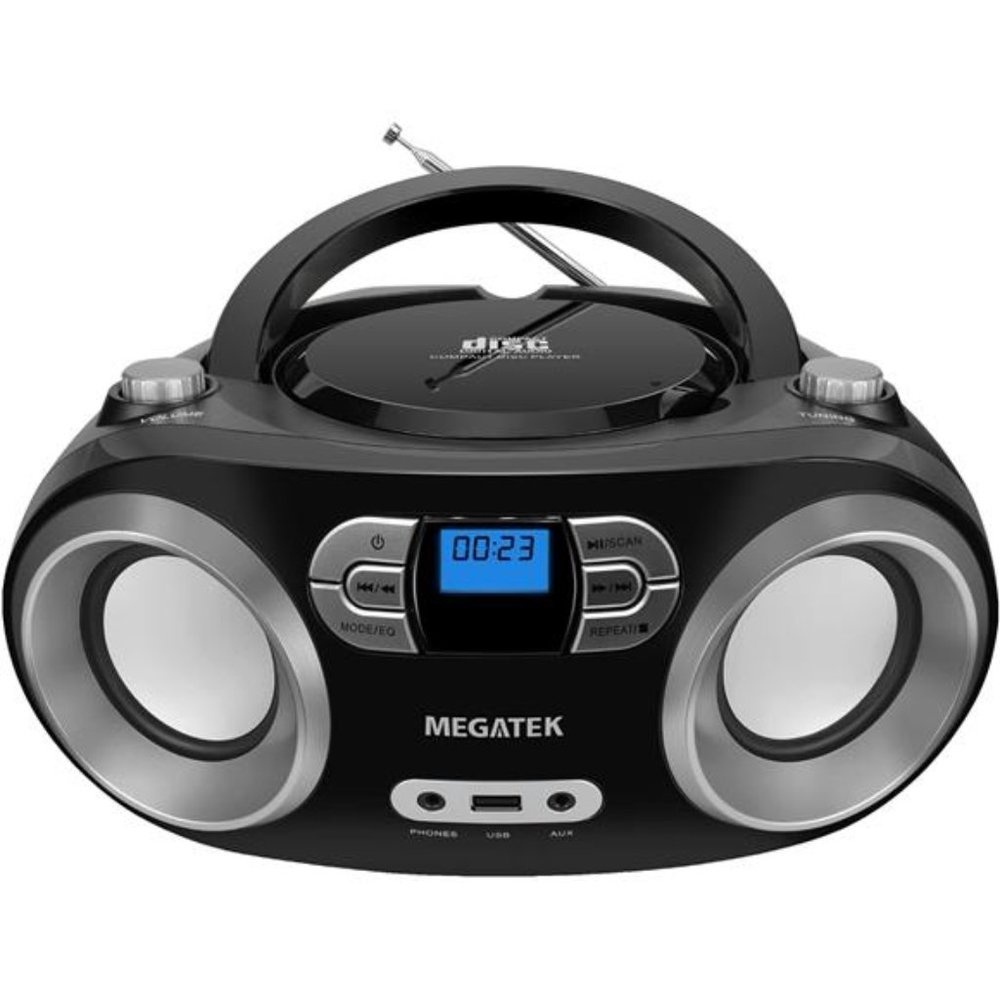 Portable CD Player Boombox with FM Radio, Bluetooth, and USB Port | Clear Stereo